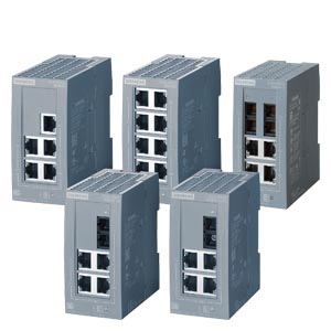 SCALANCE X005, IE Entry Level Switch unmanaged 5x 10/100 Mbit/s RJ45 ports, LED diagnostics, IP30, 24 V DC power supply, PROFINET-compliant securing collars, Extended temperature range  -40 °C...+75 °C, Manual available as a download